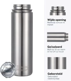 Thermo Master MasterBottle Drinkfles Met 3 Doppen - 650 Ml - Staal -Servies Serie Winkel 1057x1200