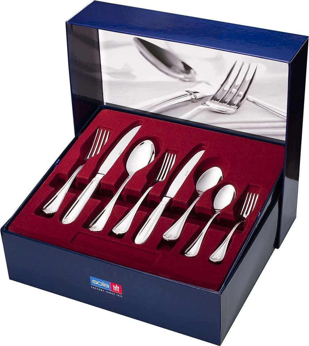 Sola Bestekset Symphony - Klassiek - 6 Persoons - 50 Delig - Zilverwit Edelstaal 18/10 - RVS - Zilver 5 Sola Bestekset Symphony - Klassiek - 6 Persoons - 50 Delig - Zilverwit Edelstaal 18/10 - RVS - Zilver - Afbeelding 5