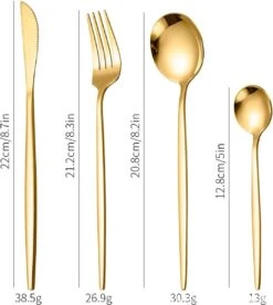 Merkloos Bestekset - 24 Delig Bestekset - 6 Personen - Rood/Goud - Tafellepels/Tafelmessen/Tafelvorken/Koffielepels - Roestvrij Staal -Servies Serie Winkel 1072x1200 1