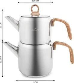 Karaca Mira Mini Theepot Set Turkse Theepotten, Geschikt Voor Alle Warmte Bronnen- Theepot: 0,7 L Waterkoker: 1,4 L Roestvrij Staal Theemaker, Theepot, Caydanlik, Demlik, Theeketel -Servies Serie Winkel 1078x1200 2