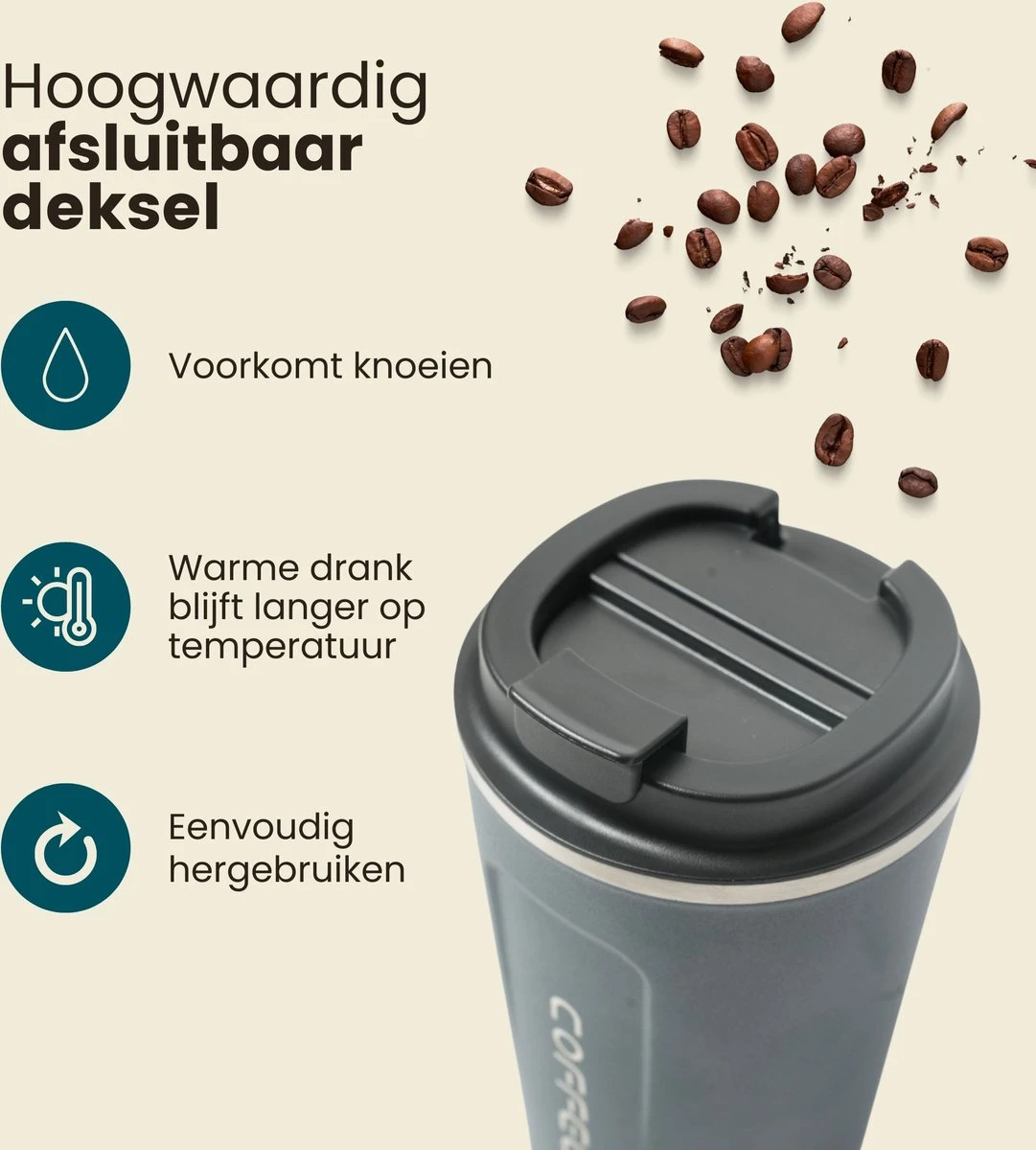 LaCardia Koffiebeker To Go Premium Blauw – Thermosbeker – Theebeker – 380ML – Herbruikbaar 2 LaCardia Koffiebeker To Go Premium Blauw – Thermosbeker – Theebeker – 380ML – Herbruikbaar - Afbeelding 2