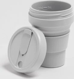 STOJO - Opvouwbare Beker - To Go - Grijs - 237ml - Herbruikbaar -Servies Serie Winkel 1132x1200