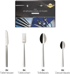 Nevana Bestekset - 24 Delig - 18/10 Edelstaal - Bestek - Lepels, Messen, Vorken -Servies Serie Winkel 1137x1200 2