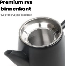 Vatten® - Premium RVS Theepot - Incl. RVS Theefilter - 1L - Zwart - Dubbelwandig -Servies Serie Winkel 1175x1200 1