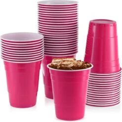 Merkloos Pink Cups - 50stuk(s) - 475ml - Party Cups - Beerpong - Drankspel - Beerpong Bekers - Plastic Bekers