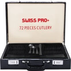 Swiss Pro+ Bestekset In Koffer-72 Delig-12 Persoons-Zwitsers Kwaliteit-Complete Set-100% Roestvrijstaal- Zwart -Servies Serie Winkel 1198x1200 21
