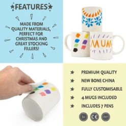 TWIDDLERS Doe-Het-Zelf Mokken Beschilderen Pakket Met 4 Mokken & 7 Keramiekstiften - Decoreer Je Eigen Mok Knutselproject Voor Kinderen - Mooi Als Cadeau Voor Moederdag/Vaderdag -Servies Serie Winkel 1199x1200 3