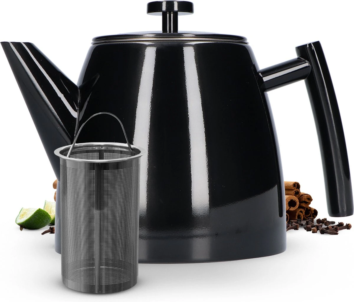 Vaja® Theepot Juliette Met Filter - Dubbelwandig -Theekan 1.0L - Glimmend Zwart 13 Vaja® Theepot Juliette Met Filter - Dubbelwandig -Theekan 1.0L - Glimmend Zwart - Afbeelding 13