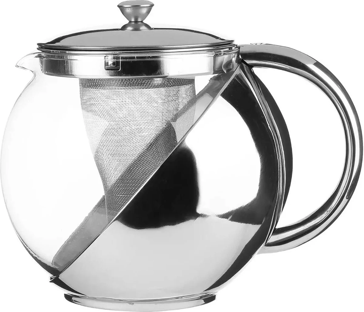 Theepot Met Filter - Zilver 1 Theepot Met Filter - Zilver