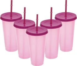 Herbruikbare Bekers Met Rietje En Deksel Van Plastic – Starbucks Design – Drinkbekers Met Rietje – Kleur Veranderende Beker – 5 Pack -Servies Serie Winkel 1200x1031