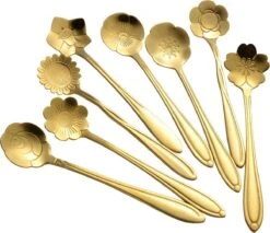Fako Bijoux® - Bloemen Lepels Set - Theelepel / Koffielepel - 12cm - Goud - 8 Stuks -Servies Serie Winkel 1200x1034 4