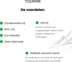 Tigrar - Drinkfles - Waterfles - Thermosfles 1 Liter - RVS - (Grafiet) Zwart - Incl. Extra Dop 3 Rietjes En Reiniger -Servies Serie Winkel 1200x1035