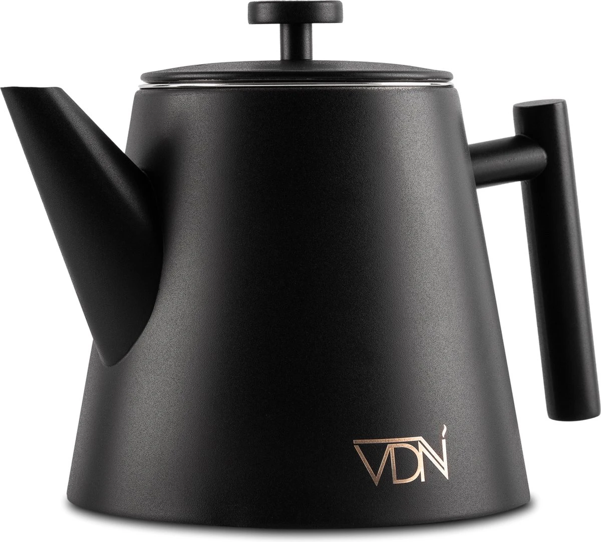 VDN RVS Theepot Dubbelwandig Met Filter - Zwarte Theekan 1 Liter - 902 1 VDN RVS Theepot Dubbelwandig Met Filter - Zwarte Theekan 1 Liter - 902