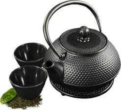 SakuraTea - Theepot Set - 4-delig - Gietijzer - Zwart - 0.8L - 2 Kopjes (100ml) -Servies Serie Winkel 1200x1086 1