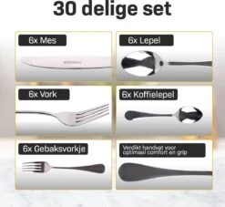 Grandlux Bestekset 6 Persoons 30-delig - Zilver Bestek - Messen, Vorken, Lepels - Cutlery Set - RVS 13 Grandlux Bestekset 6 Persoons 30-delig - Zilver Bestek - Messen, Vorken, Lepels - Cutlery Set - RVS -Servies Serie Winkel 1200x1103 2