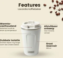 LaCardia Koffiebeker To Go Premium Wit – Thermosbeker – Theebeker – 380ML – Herbruikbaar -Servies Serie Winkel 1200x1114 2
