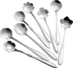 Fako Bijoux® - Bloemen Lepels Set - Theelepel / Koffielepel - 12cm - Zilver - 8 Stuks -Servies Serie Winkel 1200x1115 3