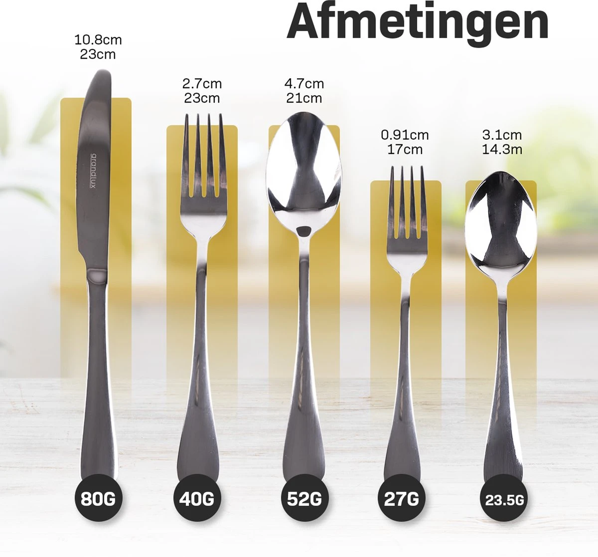 Grandlux Bestekset 6 Persoons 30-delig - Zilver Bestek - Messen, Vorken, Lepels - Cutlery Set - RVS 7 Grandlux Bestekset 6 Persoons 30-delig - Zilver Bestek - Messen, Vorken, Lepels - Cutlery Set - RVS - Afbeelding 7