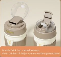 Floraweg Cup - Drinkbeker To GO- Lekvrij Dubbelwandig ,RVS 316, Thermosbeker Koffiebeker- Koffie En Thee - 400ml Waarschuw En Koud Drankje- Grijs -Servies Serie Winkel 1200x1121