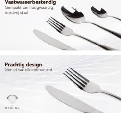 Dymund® 8 Persoons Bestekset - (45-delig) Bestek - Incl. Serveerlepel/Suikerlepel/Serveervork/Botermes - RVS - Zilver -Servies Serie Winkel 1200x1123 3