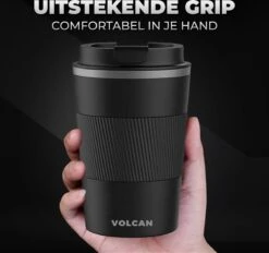 Volcan RVS Koffiebeker To Go Met Sleeve - Thermosbeker - Theebeker - Coffee - Zwart -Servies Serie Winkel 1200x1125 3