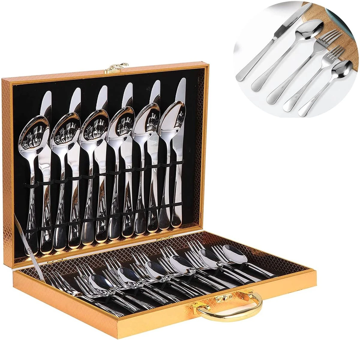 Grandlux Bestekset 6 Persoons 30-delig - Zilver Bestek - Messen, Vorken, Lepels - Cutlery Set - RVS 8 Grandlux Bestekset 6 Persoons 30-delig - Zilver Bestek - Messen, Vorken, Lepels - Cutlery Set - RVS - Afbeelding 8