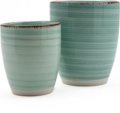 Koffiekopjes - Ocean Blue - Koffiebeker - Unieke Kleuren - Blauw - Set Van 12 Kopjes (ook Los Verkrijgbaar) - 160ML En 340ML - Porselein - Hip En Trendy -Servies Serie Winkel 1200x1138