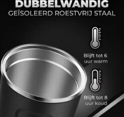 Volcan RVS Koffiebeker To Go Met Sleeve - Thermosbeker - Theebeker - Coffee - Zwart -Servies Serie Winkel 1200x1139 2