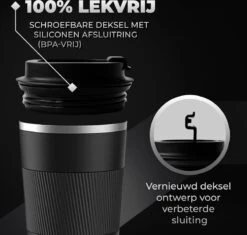 Volcan RVS Koffiebeker To Go Met Sleeve - Thermosbeker - Theebeker - Coffee - Zwart -Servies Serie Winkel 1200x1142 1