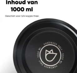 Vatten® - Premium RVS Theepot - Incl. RVS Theefilter - 1L - Zwart - Dubbelwandig -Servies Serie Winkel 1200x1143 2