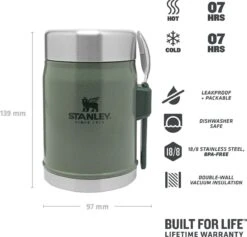 Stanley The Legendary Food Jar + Spork 0,4L - Thermosfles - Hammertone Green -Servies Serie Winkel 1200x1151 3