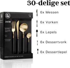 LuZana - Bestek Set Goud - 30-delig - Bestekset 6 Persoons - Goud/zwart - Bestek - Borden - Bestekset Zwart -Servies Serie Winkel 1200x1161 6