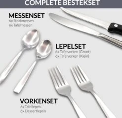 Master Knives 6 Persoons Bestekset (36-delig) - Lepels, Messen, Vorken & Steakmessen - Vaatwasserbestendig - Zilver / RVS -Servies Serie Winkel 1200x1166 1
