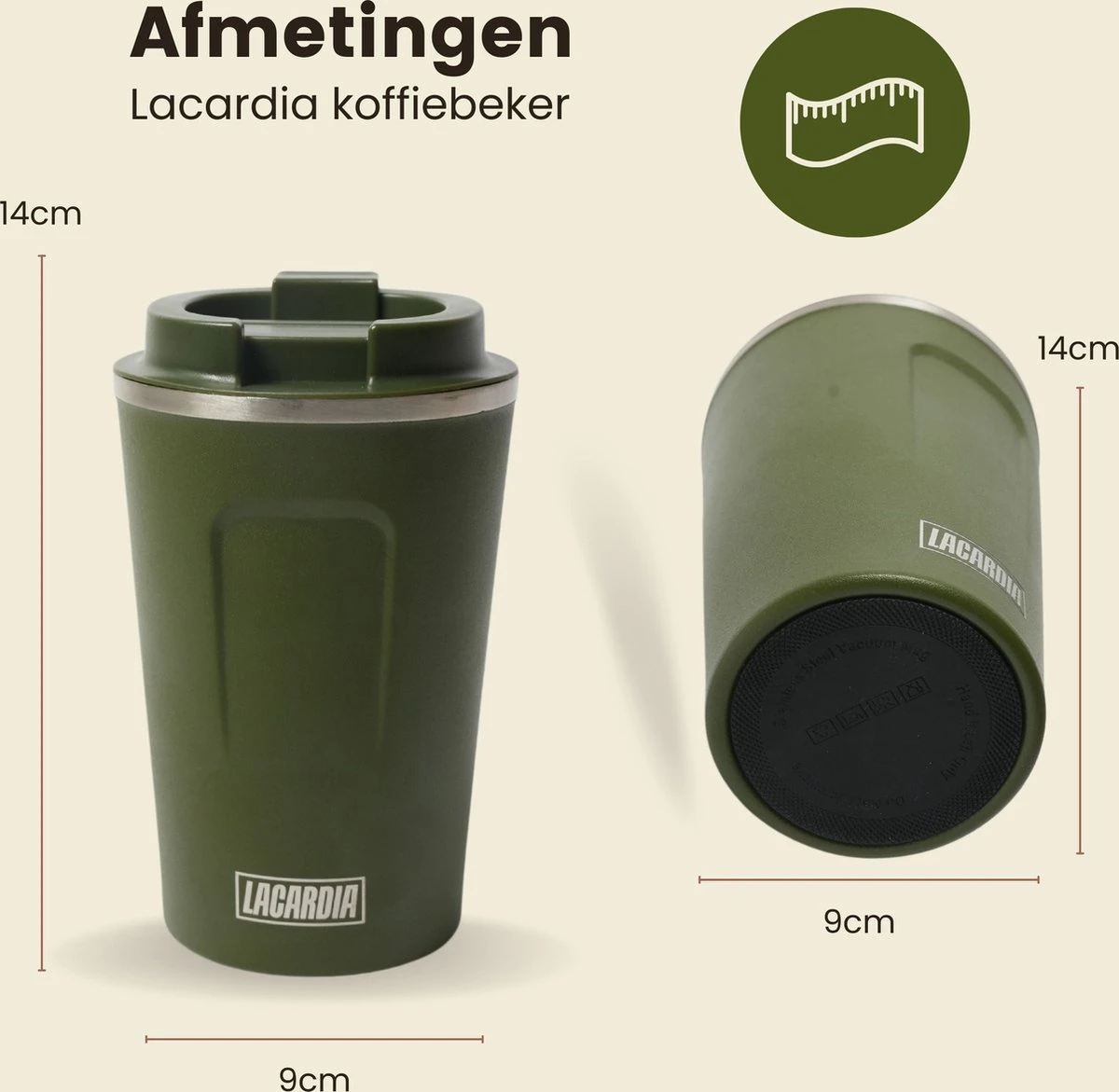 LaCardia Koffiebeker To Go Premium Groen – Thermosbeker – Theebeker – 380ML – Herbruikbaar 6 LaCardia Koffiebeker To Go Premium Groen – Thermosbeker – Theebeker – 380ML – Herbruikbaar - Afbeelding 6