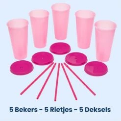 Herbruikbare Bekers Met Rietje En Deksel Van Plastic – Starbucks Design – Drinkbekers Met Rietje – Kleur Veranderende Beker – 5 Pack -Servies Serie Winkel 1200x1198 19