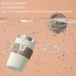 Floraweg Cup - Drinkbeker To GO- Lekvrij Dubbelwandig ,RVS 316, Thermosbeker Koffiebeker- Koffie En Thee - 400ml Waarschuw En Koud Drankje- Grijs -Servies Serie Winkel 1200x1200 10