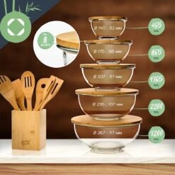 Klarstein Glazen Serveerschaal Met Bamboe Deksel - Afwasmachinebestendig - Veelzijdig Inzetbaar -Servies Serie Winkel 1200x1200 1000