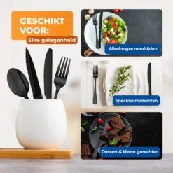 Strex Bestekset 6 Persoons - Zwart - 36-delig - Roestvrij Staal - Lepels, Messen, Vorken En Steakmessen - Hoogwaardige Kwaliteit 12 Strex Bestekset 6 Persoons - Zwart - 36-delig - Roestvrij Staal - Lepels, Messen, Vorken En Steakmessen - Hoogwaardige Kwaliteit -Servies Serie Winkel 1200x1200 1026