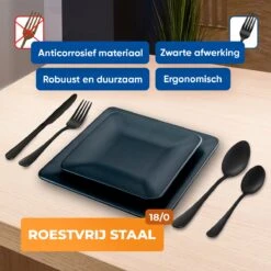 Strex Bestekset 6 Persoons - Zwart - 36-delig - Roestvrij Staal - Lepels, Messen, Vorken En Steakmessen - Hoogwaardige Kwaliteit 13 Strex Bestekset 6 Persoons - Zwart - 36-delig - Roestvrij Staal - Lepels, Messen, Vorken En Steakmessen - Hoogwaardige Kwaliteit -Servies Serie Winkel 1200x1200 1027