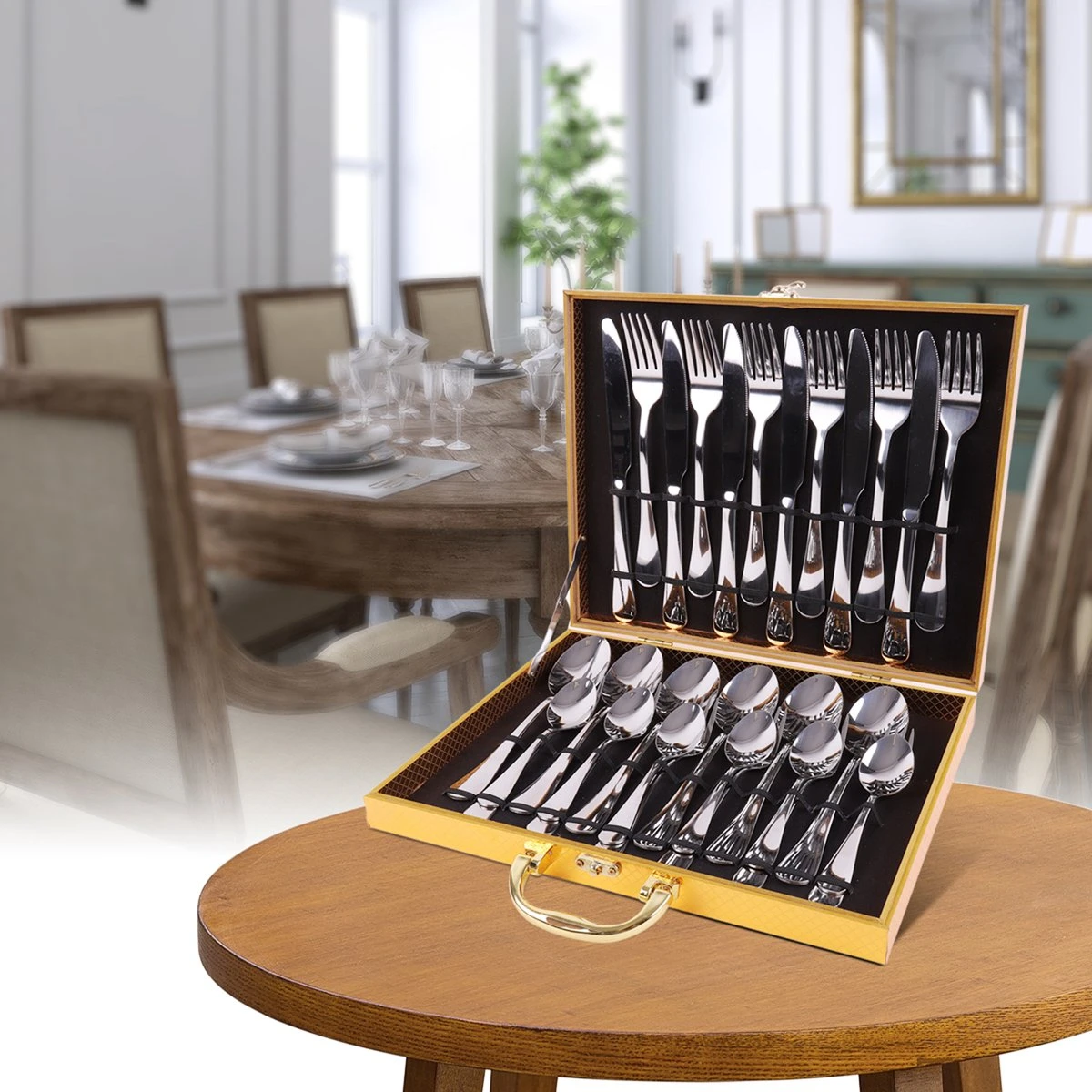 Grandlux Bestekset 6 Persoons 30-delig - Zilver Bestek - Messen, Vorken, Lepels - Cutlery Set - RVS 2 Grandlux Bestekset 6 Persoons 30-delig - Zilver Bestek - Messen, Vorken, Lepels - Cutlery Set - RVS - Afbeelding 2