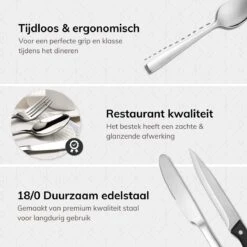Deleca 12 Persoons Bestekset (72-delig) - Lepels, Messen, Vorken & Steakmessen - Vaatwasserbestendig - Zilver / RVS -Servies Serie Winkel 1200x1200 1089