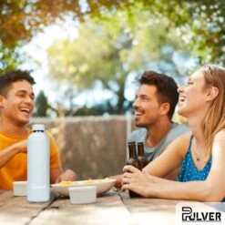 Pulver - RVS Thermosfles / Drinkfles – BPA Vrij – 750 Ml - Waterfles Met Draaidop – Drinkfles – Dubbele Isolatie - Rubberen Coating- Licht Groen -Servies Serie Winkel 1200x1200 110