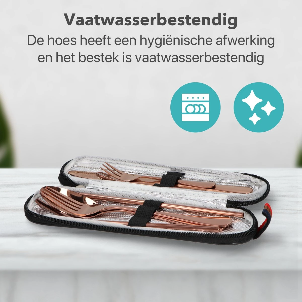 Damster Reisbestek - Verbeterde Versie - Meeneem Bestek Rvs - Reis Bestekset To Go - Incl. Herbruikbare Rietjes - Eenpersoons - Achtdelig - Roodgoud 4 Damster Reisbestek - Verbeterde Versie - Meeneem Bestek Rvs - Reis Bestekset To Go - Incl. Herbruikbare Rietjes - Eenpersoons - Achtdelig - Roodgoud - Afbeelding 4