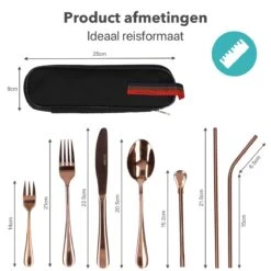 Damster Reisbestek - Verbeterde Versie - Meeneem Bestek Rvs - Reis Bestekset To Go - Incl. Herbruikbare Rietjes - Eenpersoons - Achtdelig - Roodgoud 12 Damster Reisbestek - Verbeterde Versie - Meeneem Bestek Rvs - Reis Bestekset To Go - Incl. Herbruikbare Rietjes - Eenpersoons - Achtdelig - Roodgoud -Servies Serie Winkel 1200x1200 1103