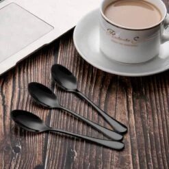 Alheco 6 Ovale Theelepels - 12.3cm - RVS Theelepeltjes - Zwart -Servies Serie Winkel 1200x1200 1260