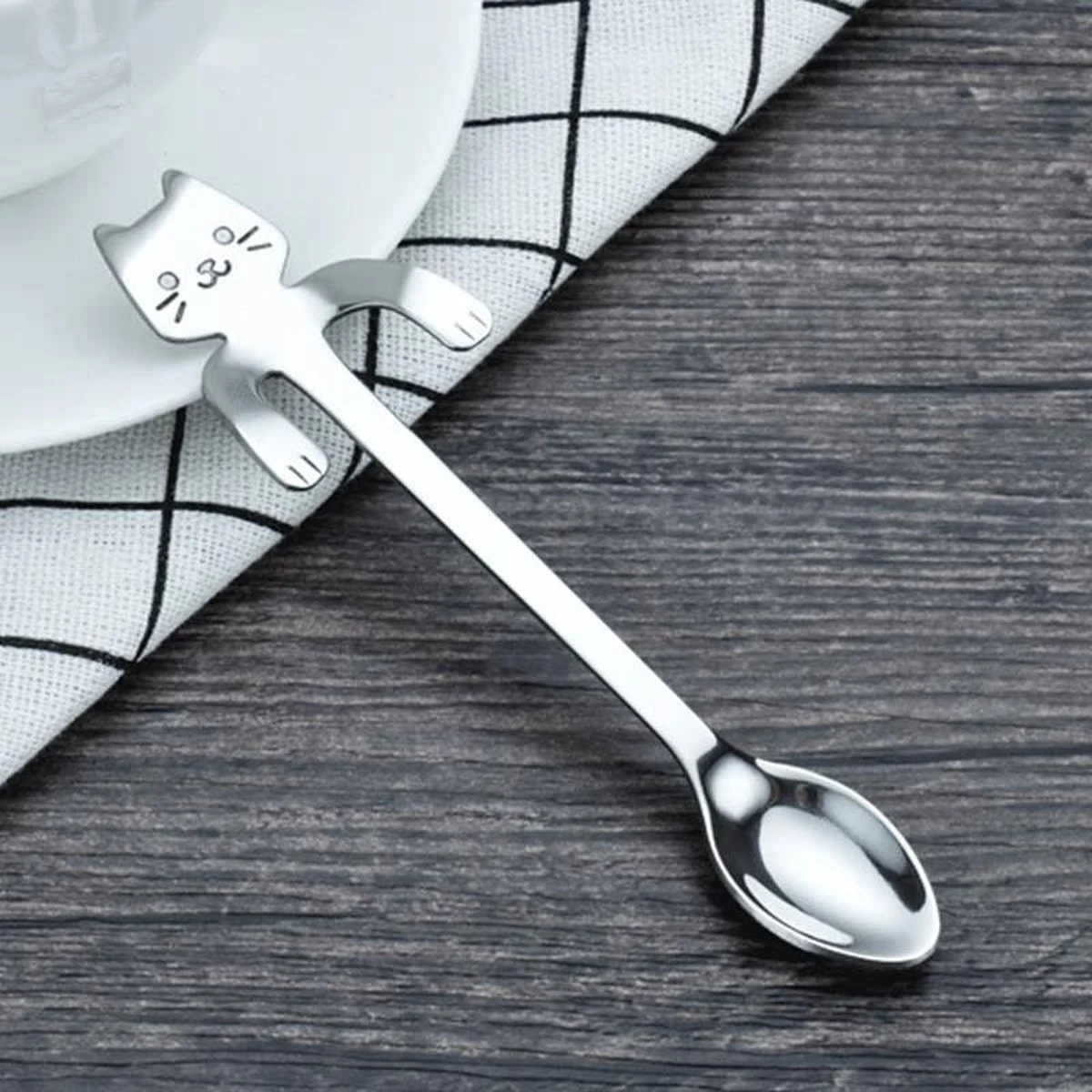 Merkloos LeuksteWinkeltje Hangende Kat Theelepel - RVS - Zilverkleurig 2 Merkloos LeuksteWinkeltje Hangende Kat Theelepel - RVS - Zilverkleurig - Afbeelding 2