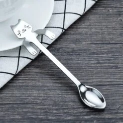 Merkloos 4 Theelepels Hangende Kat - Katten Koffielepel - RVS - Zilverkleurig -Servies Serie Winkel 1200x1200 1328