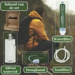 Waterfilter Survival Steddy Pro - Zuiver Gratis Drinkwater - Waterfles Waterzuivering - Waterfilter Kraan - Outdoor - FILTER 4000 LITER! -Servies Serie Winkel 1200x1200 173