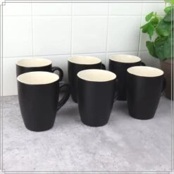 OTIX Koffiekopjes - Met Oor - Set Van 6 - Theekoppen - 340ml - Zwart - Keramiek -Servies Serie Winkel 1200x1200 387