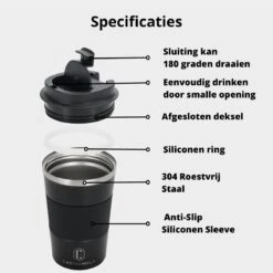 Castagnola Design RVS Koffiebeker To Go - Zwart - 380ml - Thermosbeker - Theebeker -Servies Serie Winkel 1200x1200 427